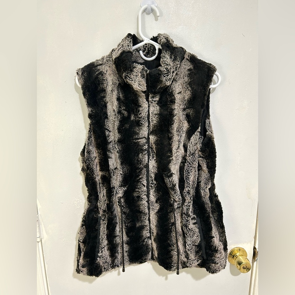 Faux Chinchilla Fur Vest Size XL Glamour Old Money